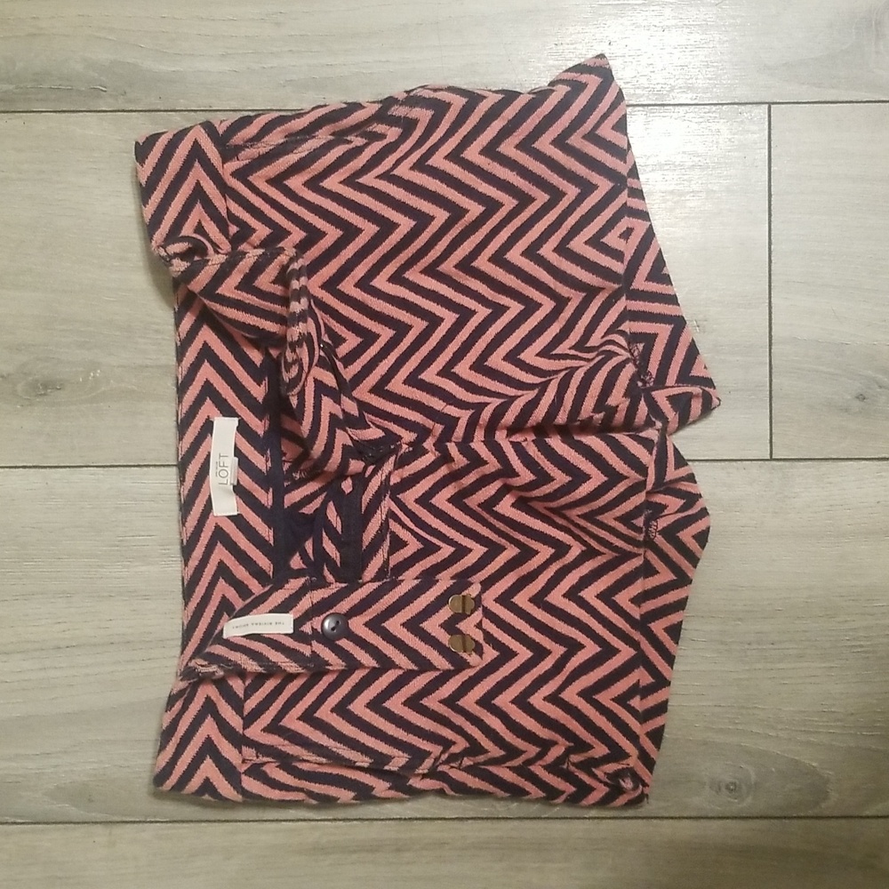 Ann Taylor Loft Pink and Navy Striped Shorts - Size 00